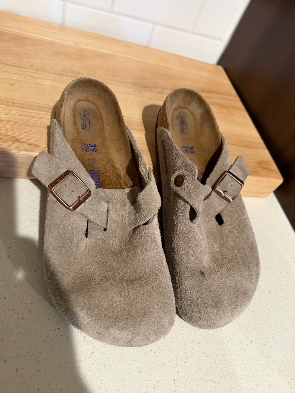 Birkenstock Boston Soft Footbed Suede Clogs Taupe 39 (Ladies 8) - Picture 6 of 7
